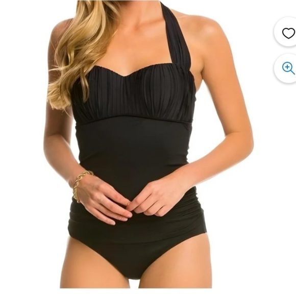 Seafolly Tankini Goddess Kiara Singlet Tankini Swim Top, Black, Halter Top 12 US - Picture 1 of 7